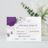 紫色の白い花の銀植物性植物性食品の選択 出欠カード (スタンド正面)