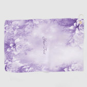 紫色の白い花ゴルフタオル ゴルフタオル (横)
