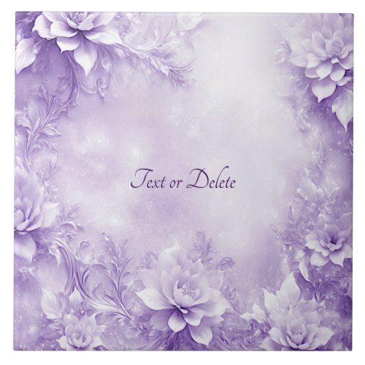 紫色の白い花セラミックタイル タイル (正面)