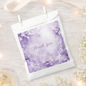 紫色の白い花好きバッグ フェイバーバッグ (クリップ留めされた状態)