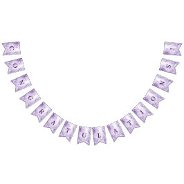 紫色の白い花束フラグ バンティングフラッグ