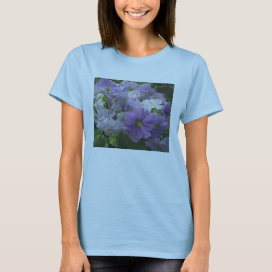 紫色の白い花Tシャツ Tシャツ (正面)