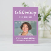 紫色の白い葬儀祈りの言葉カードと写真 エンクロージャーカード (スタンド正面)