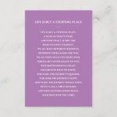 紫色の白い葬儀祈りの言葉カードと写真 エンクロージャーカード (裏面)