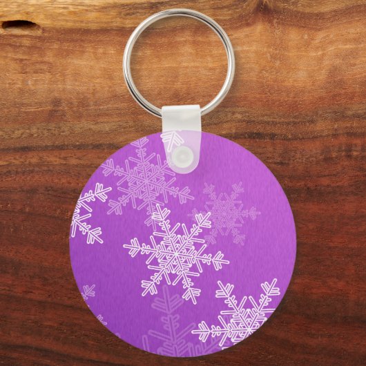 紫色の白い雪のミニマリストのクリスマス名 キーホルダー (裏面)