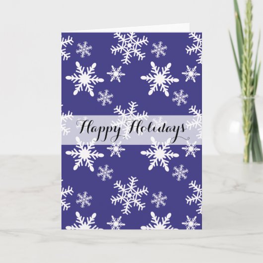 紫色の白い雪の結晶クリスマス シーズンカード (正面)