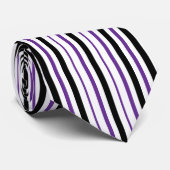 紫色の白い黒の垂直ストライプ色 ネクタイ (ロール)