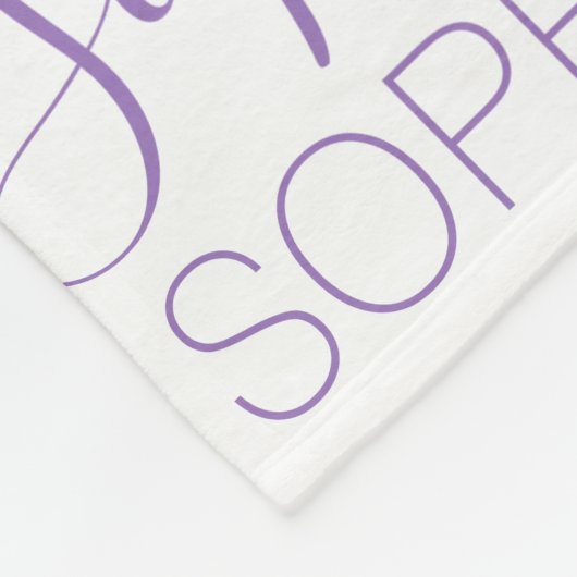 紫色の白とラベンダーの女の子の名前パーソナライズされた フリースブランケット (角)