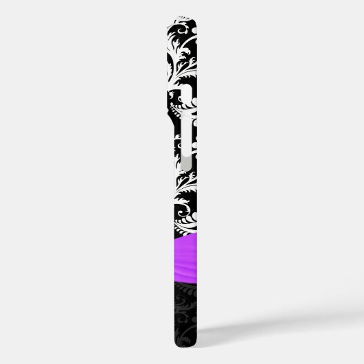 紫色の白と任意の色のダマスク印刷結晶 Case-Mate iPhoneケース (裏面 / 左)