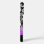 紫色の白と任意の色のダマスク印刷結晶 Case-Mate iPhoneケース (裏面 / 右)