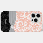 紫色の白と任意の色のダマスク印刷結晶 Case-Mate iPhoneケース (裏面 (横))