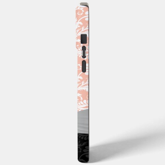 紫色の白と任意の色のダマスク印刷結晶 Case-Mate iPhoneケース (裏面 / 左)