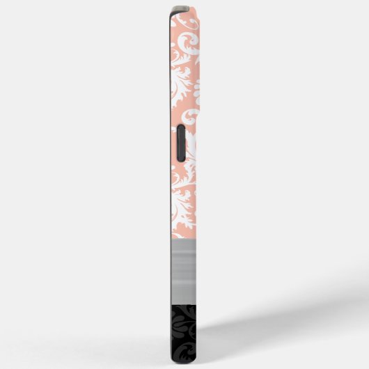 紫色の白と任意の色のダマスク印刷結晶 Case-Mate iPhoneケース (裏面 / 右)