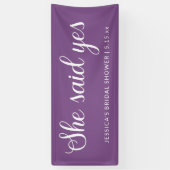 紫色の白と彼女はYesブライダルシャワーバナー 横断幕 (縦)