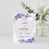 紫色の白のモノクロ日付の入力を保存 ポストカード (スタンド正面)