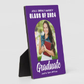 紫色の白の卒業アーチモダン卒業写真 フォトプラーク (側面)