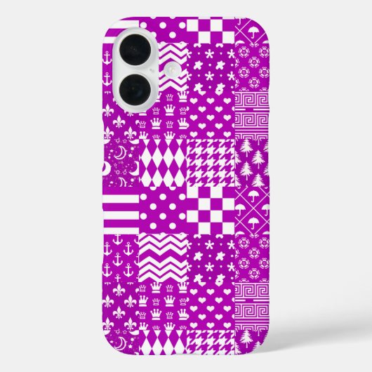 紫色の白の混合パターンパッチワークデザイン Case-Mate iPhoneケース (裏面)