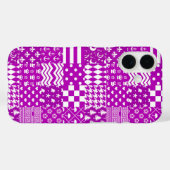 紫色の白の混合パターンパッチワークデザイン Case-Mate iPhoneケース (裏面 (横))