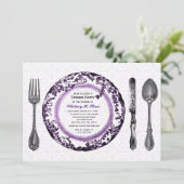 紫色の白の素晴らしい食事のディナー・パーティ 招待状 (スタンド正面)