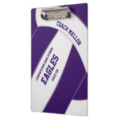 紫色の白チームカラーバレーボールコーチ クリップボード (左)