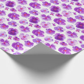 紫色の白パンフローラの水の色のアートラップ ラッピングペーパー (角)