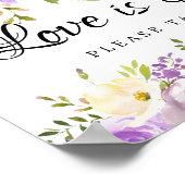 紫色の白フローラ結婚のデザートバー標識 ポスター (角)