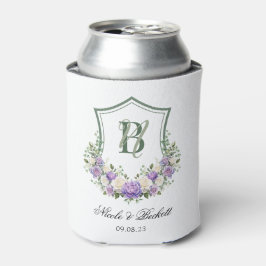 紫色の白フローラ結婚クレストクール 缶クーラー