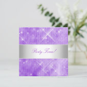 紫色の白人の銀製ライトパーティー 招待状 (スタンド正面)
