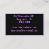 紫色の白熱［赤熱］光を放つなペット足の名刺 名刺 (裏面)