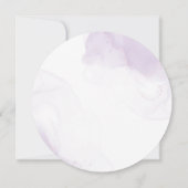 紫色の白色フローラ金ゴールドフレーム結婚式招待状 (裏面)