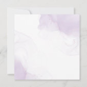 紫色の白色フローラ金ゴールドフレーム結婚式招待状 (裏面)