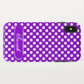 紫色の白色水玉模様パターンiPhone XS Maxケース Case-Mate iPhoneケース (裏面(横))