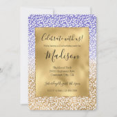 紫色の白金ゴールドグラデーションヒョウ印刷 招待状 (正面)