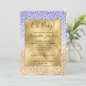 紫色の白金ゴールドグラデーションヒョウ印刷 招待状 (スタンド正面)