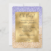 紫色の白金ゴールドグラデーションヒョウ印刷 招待状 (正面)