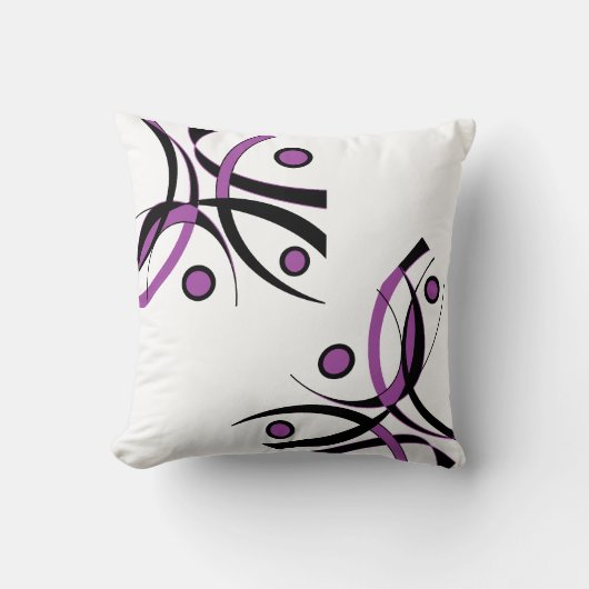 紫色の白黒のデザイン クッション (正面)