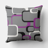 紫色の白黒のレトロ正方形グレー クッション (裏面)