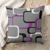紫色の白黒のレトロ正方形グレー クッション (ブランケット)