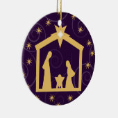 紫色の皇族のクリスマスの出生場面 セラミックオーナメント (右)
