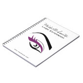 紫色の目の長いまつげの鞭延長アイコン ノートブック (左側)