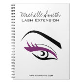 紫色の目の長いまつげの鞭延長アイコン ノートブック (正面)