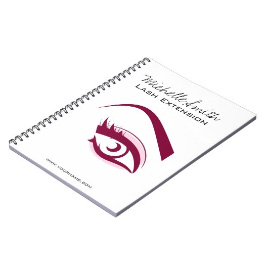 紫色の目の長いまつげの鞭延長アイコン ノートブック (左側)