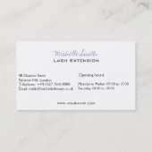 紫色の目の長いまつげの鞭延長アイコン 名刺 (裏面)