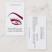 紫色の目の長いまつげの鞭延長アイコン 名刺 (正面/裏面)