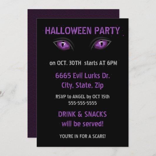 紫色の目 招待状 (正面/裏面)