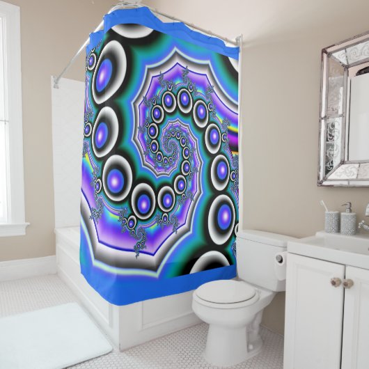 紫色の真珠のフラクタルカラフルルスパイラル シャワーカーテン (インサイチュ)