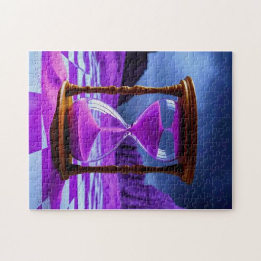 紫色の砂を使った超現実的な砂時計 ジグソーパズル (横)