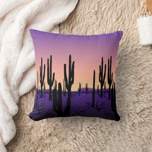 紫色の砂漠 クッション (ブランケット)