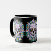 紫色の砂糖スカル（花あり） マグカップ (正面左)