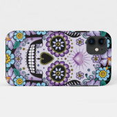 紫色の砂糖スカル(花あり) Case-Mate iPhoneケース (裏面(横))